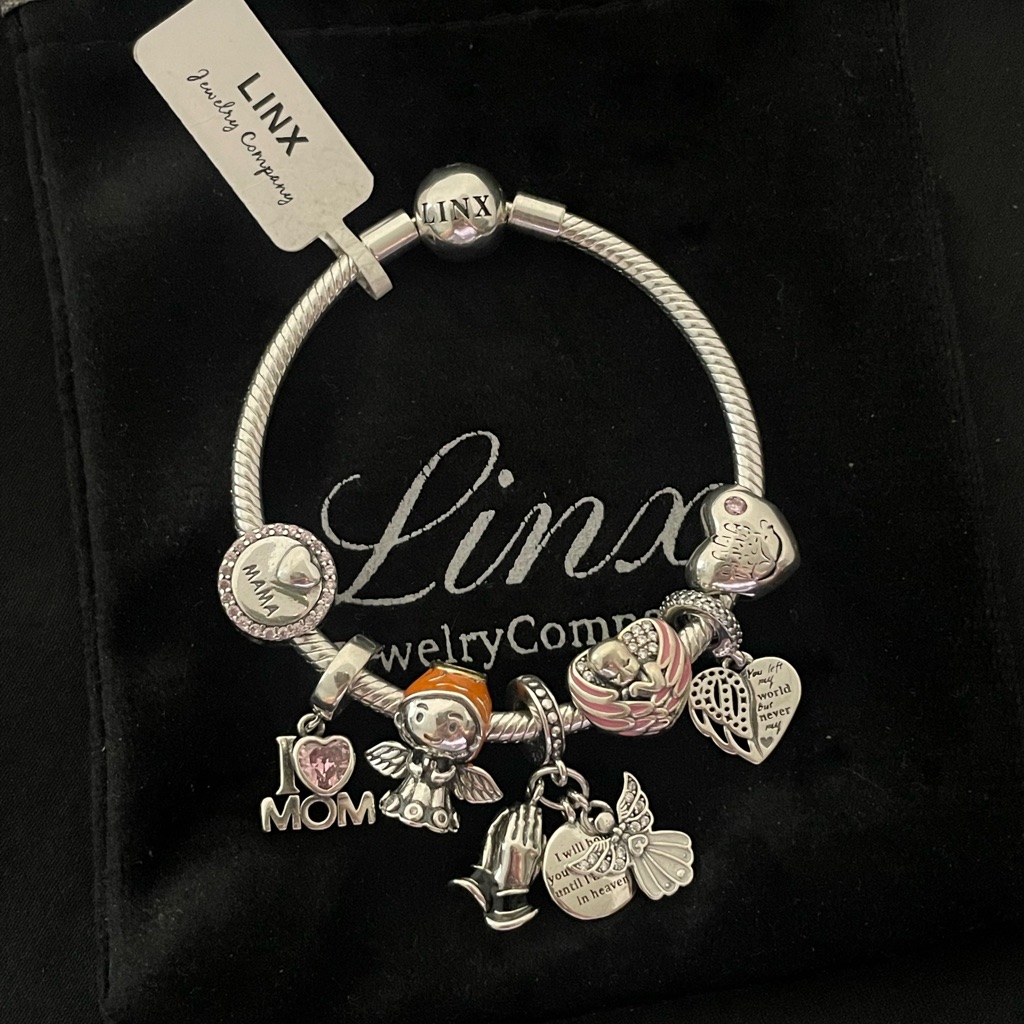 Linx Snake Chain Bracelet With Angel Baby Girl Mom Themed Charms
